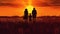 Harmony of Love: Silhouette of a Happy Family in Meadow at Sunset