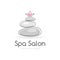 Harmony spa logo template for spa salon with the balancing stones and lotus flower on the top.