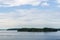 Haro strait view from Vancouver island with cloudy sky British Columbia Canada