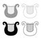 Harp icon outline set grey black color