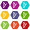 Harp icon set color hexahedron