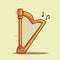 Harp Vector Illustration. Flat Cartoon