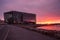 Harpa concert hall on Reykjavik waterfront lit by midnight sun