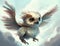 A harpy flew high above the clouds its sharp eyes scanning the earth below. Cute creature. AI generation