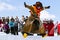 HARRACHOV. CZECH REPUBLIC. On March 16 , 2013. Jumping skier. Pancake Day celebration. Farewell to winter.