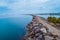 Harrington Breakwall and manning river.