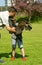 Harris Hawk falconer with a child