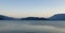 Harrison Lake during Sunny Summer Morning Sunrise. Canadian Nature Landscape Background.