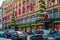 Harrods store facade decorated for Christmas, London UK