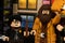 Harry Potter and Rubeus Hagrid at Lego World Shop in Piccadilly Circus street.