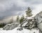 Harsh northern Misty landscape. Ruskeala marble quarries in Kare