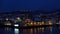 Harstad city harbour at night in winter in Northern Norway