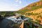Hartbeespoort Dam and waterfall, Pretoria at sunset