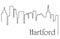 Hartford city one line drawing abstract background with cityscape