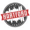 Hartford Connecticut Round Travel Stamp Icon Skyline City Design Seal Badge Illustration Clipart.