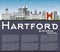 Hartford Skyline with Gray Buildings, Blue Sky and Copy Space.