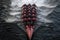 Harvard University races in the Head of Charles Regatta in Boston, MAiew of a rowing team in perfect sync, AI