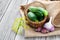 Harvest cucumbers in a basket