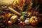 Harvest festival, pumpkin, corn harvesting, Thanksgiving Day background, AI Generated