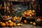 Harvest festival, pumpkin harvesting, Thanksgiving Day background, AI Generated
