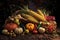 Harvest festival, pumpkin harvesting, Thanksgiving Day background, AI Generated