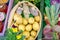 Harvest festival. Wool mice with Vegetables & cakes on display