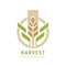 Harvest grain crop cereal logo template creative illustration. Ear of wheat organic sign. Ecology symbol. Bio nature insignia.