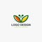 Harvest logo design vector. Leaf circle abstract design for agriculture company.