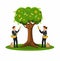 Harvest money from tree, business finance management illustration cartoon vector on white background