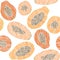 Harvest ornament. Endless papaya texture. Seamless fruit background.