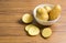 Harvest of potatoes. Vegetables Fresh potato food on the wooden