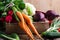 Harvest still life. Food composition of fresh organic vegetables