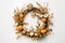 Harvest-Themed Wreath with Foliage and Pumpkins on White - Generative AI