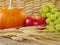 Harvest Time: Wheat with Apple, Grapes and Pumpkin