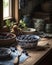 The harvested blueberries are placed in a bowl in the kitchen.