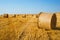 Harvested field with straw bales