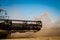 Harvester combine during autumn soybean harvest in Illinois