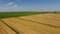 Harvesting barley harvesters. Fields of wheat and barley, the work of agricultural machinery. Combine harvesters and tractors