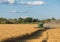 Harvesting combine in the field