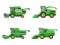 Harvesting combine set, vector isolated on white background flat style icon