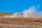 harvesting crops on palouse washington wheat fields in summer