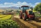 Harvesting Dreams: A Vibrant Illustration of Tractor Driving thr