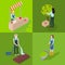 Harvesting and Farming. Gardening and agriculture. Flat gardener character. Work and Hobby.