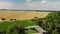 Harvesting grain by the combine in the central black earth of Russia