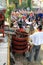 Harvesting grapes: festival of the grape harvest in chusclan village, south of France