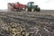 Harvesting potatoes in a field in the countryside