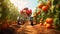 Harvesting robot with automatically detecting of the ripeness of plants. An agricultural robot harvests tomatoes in a field. The