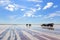 Harvesting salt in a salty lagoon,