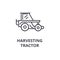 Harvesting tractor line icon, outline sign, linear symbol, vector, flat illustration