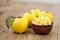 Harvesting for the winter from quince and apples for pies. Whole yellow quince fruits on a wooden background.